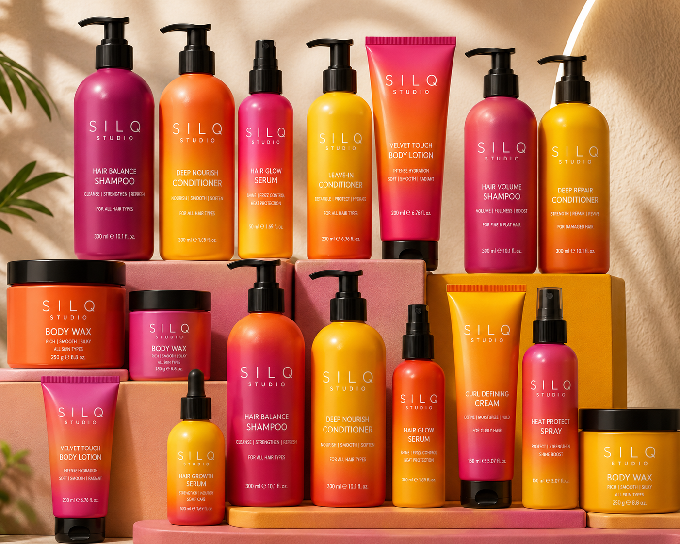 The full SILQ Studio range displayed on a shelf
